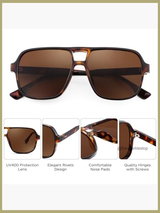 Retro Square Aviator Sunglasses Unisex Plastic Frame UV400